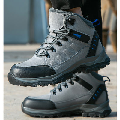 Αγορά Παπούτσια ασφαλείας συγκόλλησης Mid-Cut με προσαρμοσμένο λογότυπο και σουέτ μπότες εργασίας γκρι χρώματος online manufacture