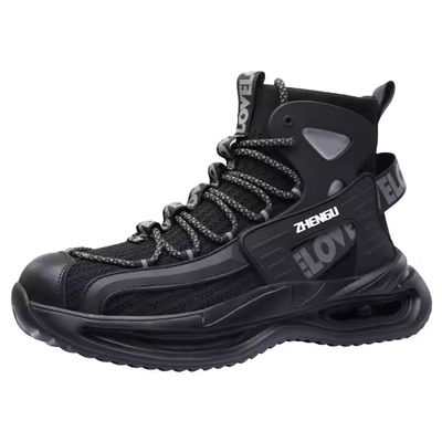 Αγορά Εύα σόλα γκρι/μαύρο Flying Knit Safety Boots OEM Ασφάλεια εργασιακές μπότες με ατσάλινο δάχτυλο και μεσαία σόλα kevlar online manufacture