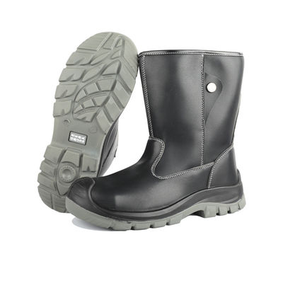 Αγορά OEM Μαύρα Ψηλά Μποτάκια Εργασίας Ασφαλείας από Δέρμα Microfiber με Ατσάλινο Δάχτυλο EN-standard και Αντιδιατρητική Σόλα online manufacture