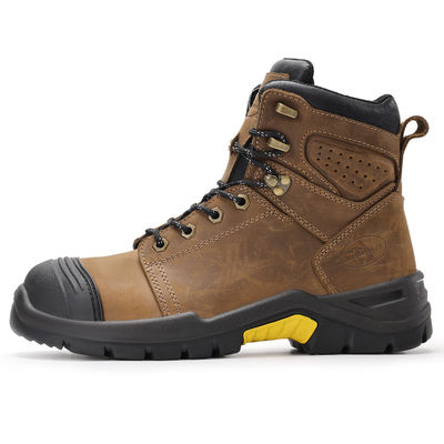 Αγορά Brown Microfiber Leather Security Work Boots with European Standard Steel Toe and Custom Logo Box Packaging online manufacture