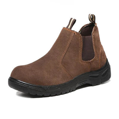 Ατσάλινα παπούτσια ηλεκτρικής ασφάλειας Unisex καφέ δερμάτινα εργασιακά παπούτσια ανθεκτικά σε γλίστρα