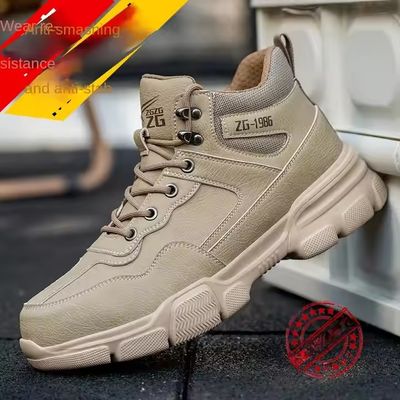 Μπότες εργασίας ασφαλείας μεσαίας σόλας Kevlar ανδρικές από δέρμα μικροϊνών με ατσάλινο δάχτυλο και σόλα EVA